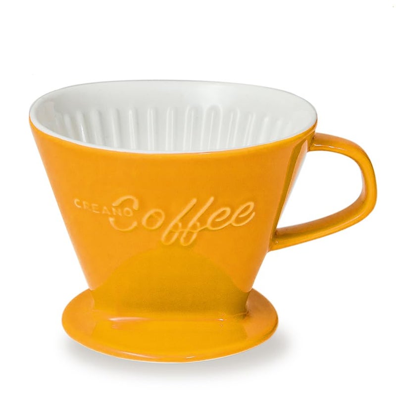 Creano XXL Porcelain Coffee Dripper Saffron - Ceramic Cone Brewer - Pour Over Coffee Maker - Filter Size 4 - huge and heavy quality 800gr/28oz - 6 Colours availeble - Image 1